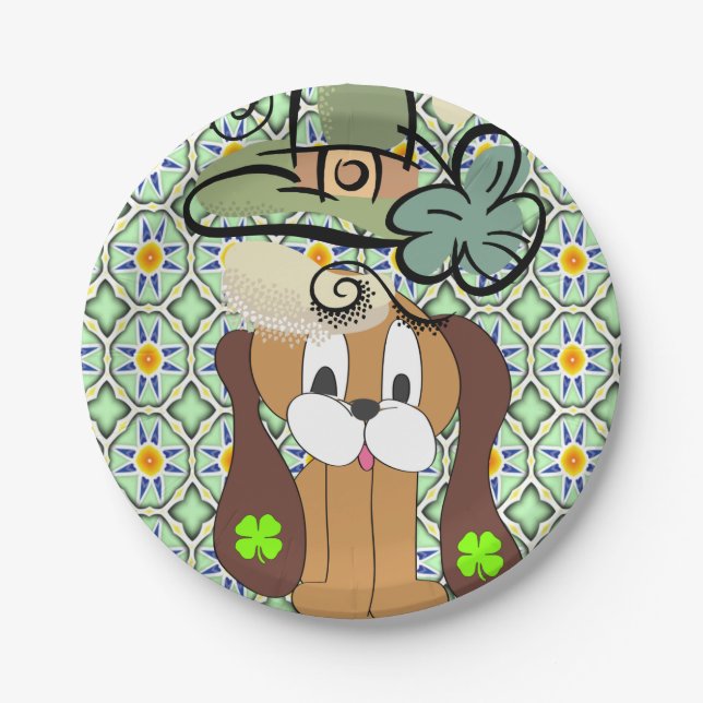Assiettes En Carton Plaques de papier Saint Patrick's Day Chien (Devant)