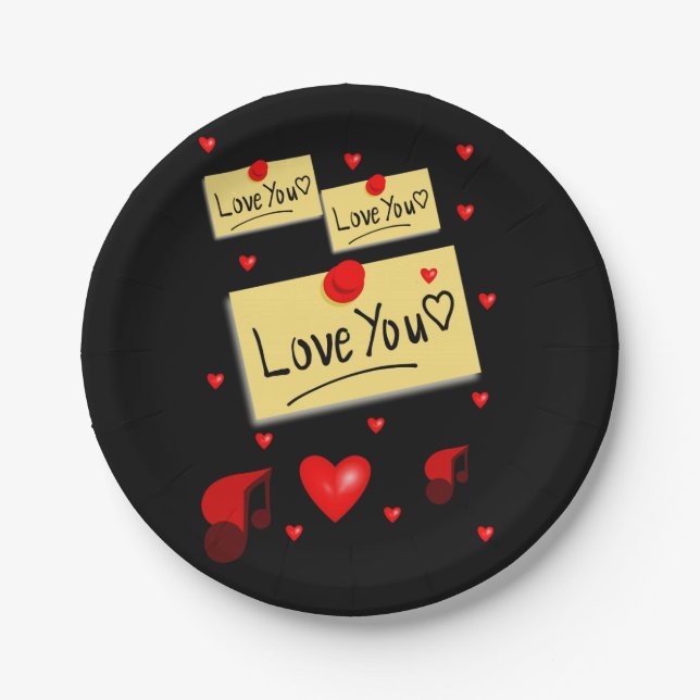 Assiettes En Carton Plaques de papier Saint-Valentin (Devant)