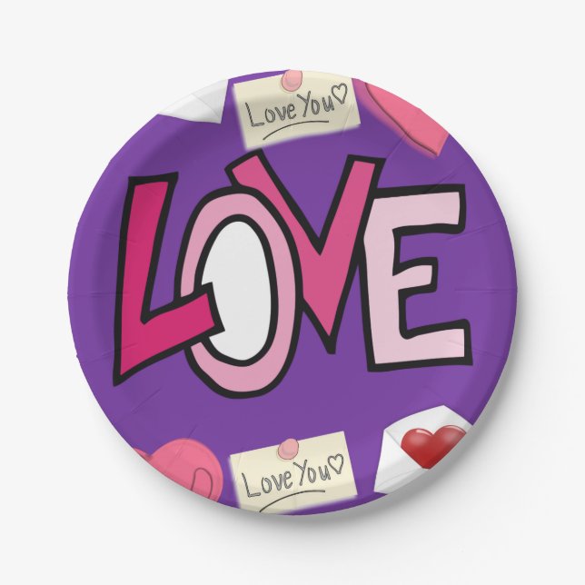 Assiettes En Carton Plaques de papier Saint-Valentin (Devant)