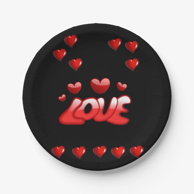 Assiettes En Carton Plaques de papier Saint-Valentin (Devant)