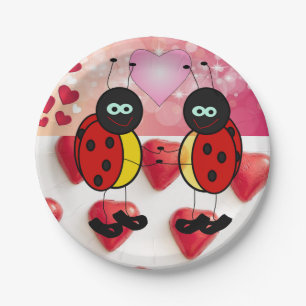 Assiettes En Carton Plaques de papier Saint Valentin, Ladybug