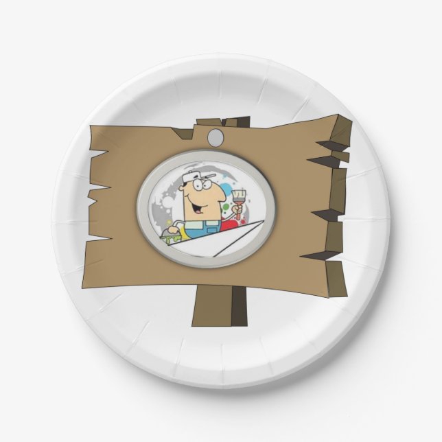 Assiettes En Carton Plaques de papier Signé homme (Devant)