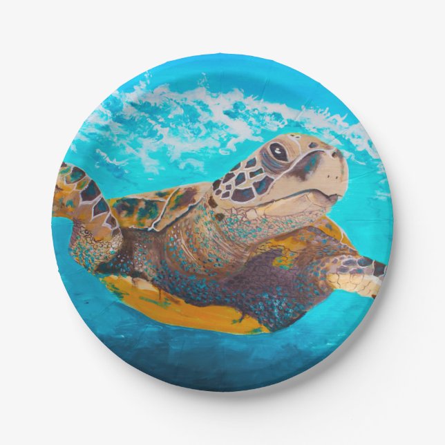 Assiettes En Carton Plaques de papier sous-marin à tortues (Devant)