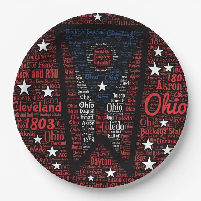 Assiettes En Carton Plaques de papier State of Ohio Buckeyes 9" (Devant)