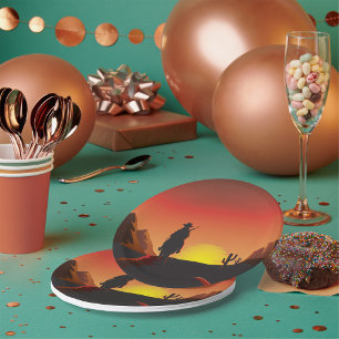 Assiettes En Carton Plaques de papier Sunset Cowboy