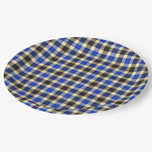 Assiettes En Carton Plaques de papier tacheté bleu marine et noir (Angle)
