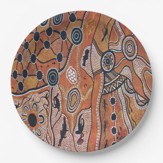 Assiettes En Carton Plaques de papier Terre Tribal 9" (Devant)
