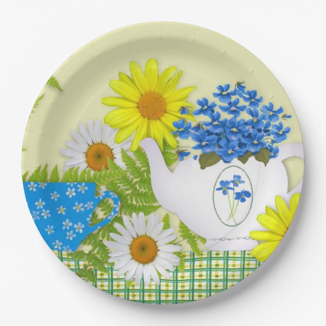 Assiettes En Carton Plaques de papier thé du jardin (Devant)