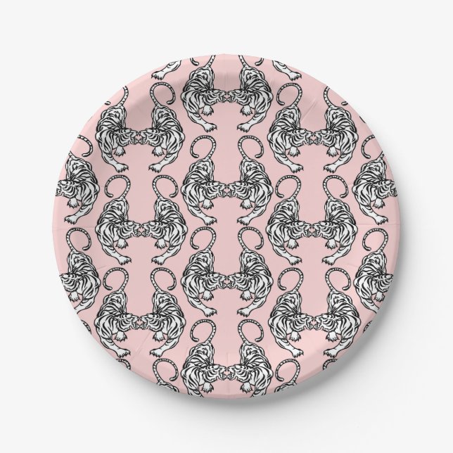 Assiettes En Carton Plaques de papier Tigre blanc (Devant)