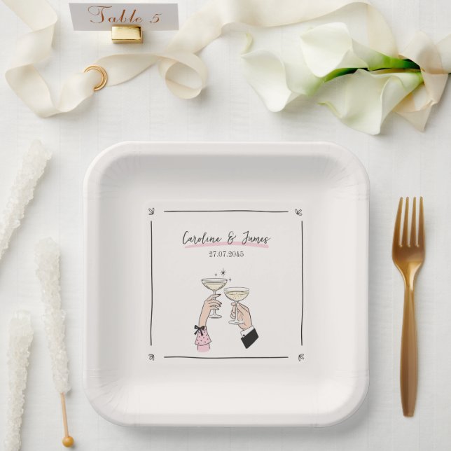 Assiettes En Carton Plaques de papier toast au Champagne Whimsical - D (Mariage)