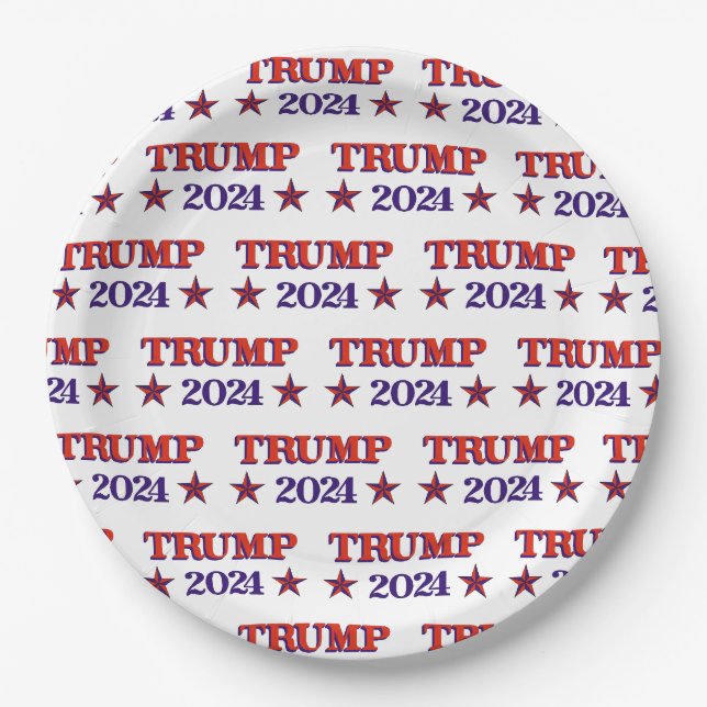 ASSIETTES EN CARTON PLAQUES DE PAPIER TRUMP 2024 (Devant)
