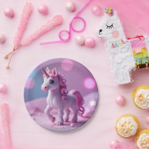 Assiettes En Carton Plaques de papier Unicorne rose