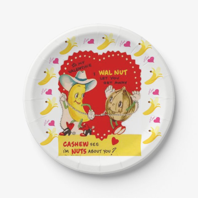 Assiettes En Carton Plaques de papier Valentine's Day Bananes Cashew (Devant)
