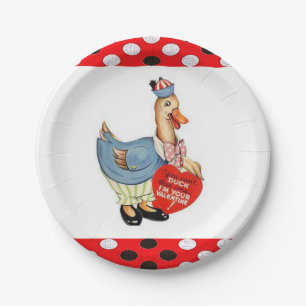 Assiettes En Carton Plaques de papier Valentine's Day Canard Vintage