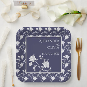 Assiettes En Carton Plaques de papier Wedding shower Rose de la Marine