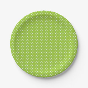 Assiettes En Carton Plaques de points polka vert et blanc classique