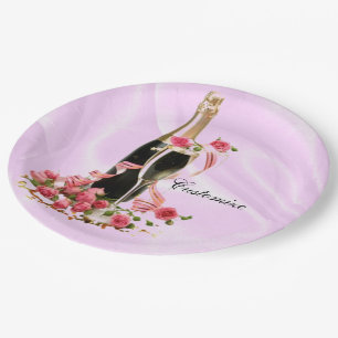 Assiettes En Carton Plaques de satin rose Rose et champagne