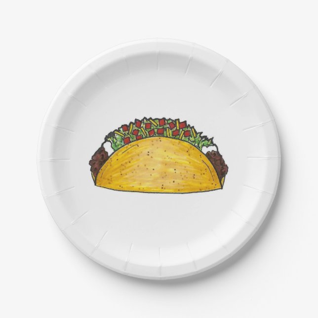 Assiettes En Carton Plaques d'impression Taco Tacos de coquille dure d (Devant)