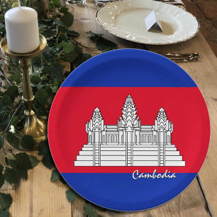 Assiettes En Carton Plaques du drapeau cambodgien, fête, sports, Cambo