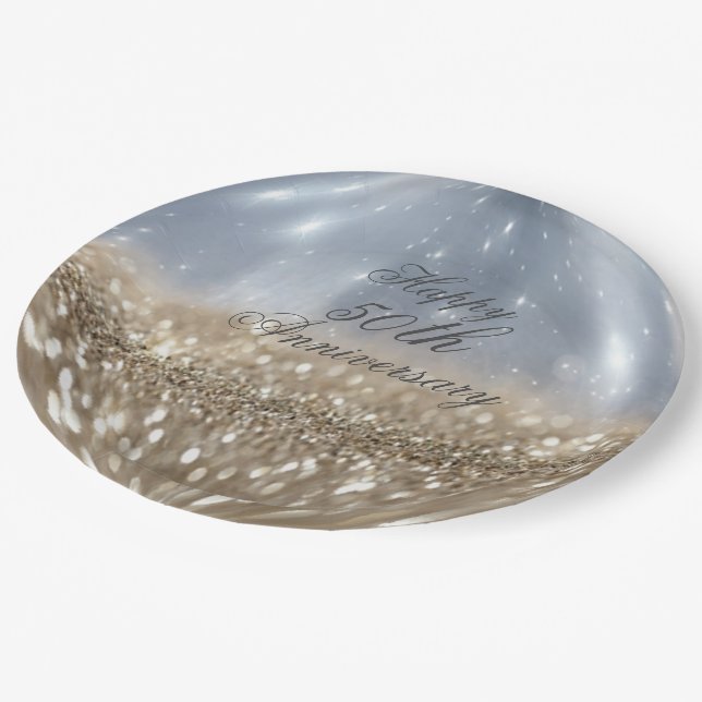 Assiettes En Carton Plaques en papier à billes d'or Parties scintillan (Angle)