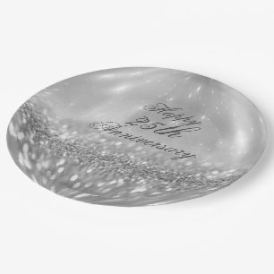 Assiettes En Carton Plaques en papier à billes en argent pour Parties