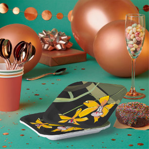 Assiettes En Carton Plaques en papier à fleurs jaunes