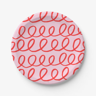 Assiettes En Carton Plaques en papier Abstrait rose et rouge