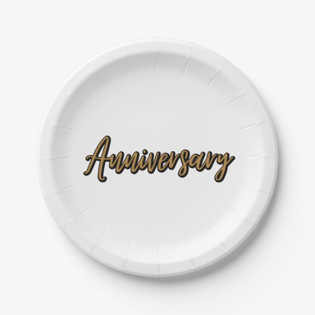 Assiettes En Carton Plaques en papier Anniversaire d'or (Devant)