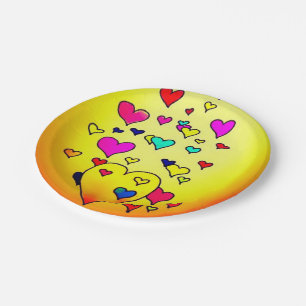 Assiettes En Carton Plaques en papier aux coeurs colorés