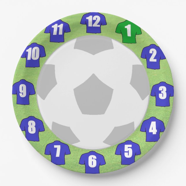 Assiettes En Carton Plaques en papier avec chemises à sport bleu (Devant)