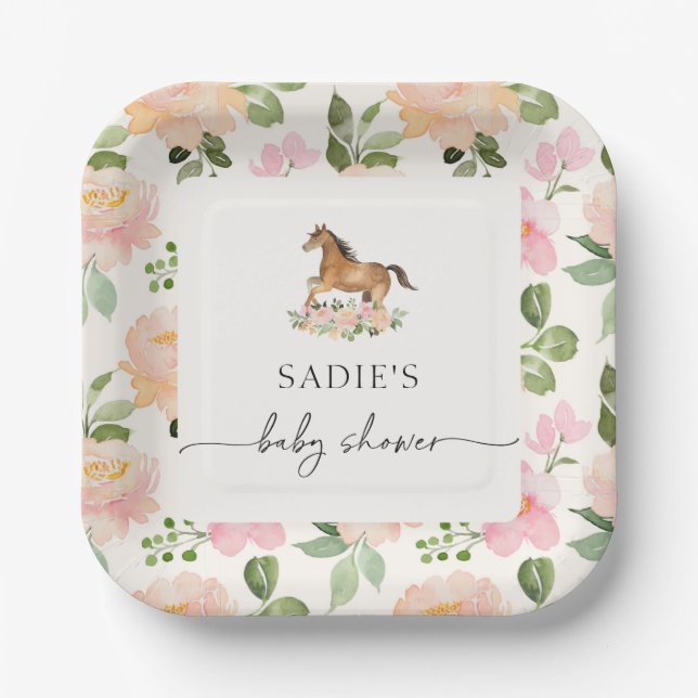 Assiettes En Carton Plaques en papier Baby shower à cheval (Recto)