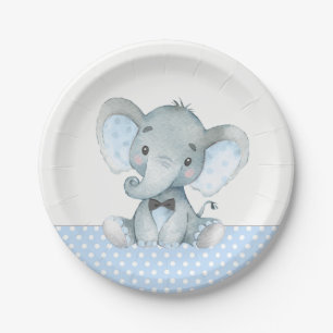 Assiettes En Carton Plaques en papier Baby shower bébé éléphant