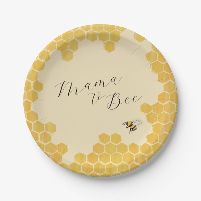 Assiettes En Carton Plaques en papier Baby shower d'abeilles domestiqu (Devant)