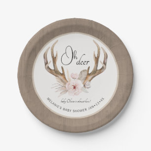 Assiettes En Carton Plaques en papier Baby shower de cerf - Bois Flora