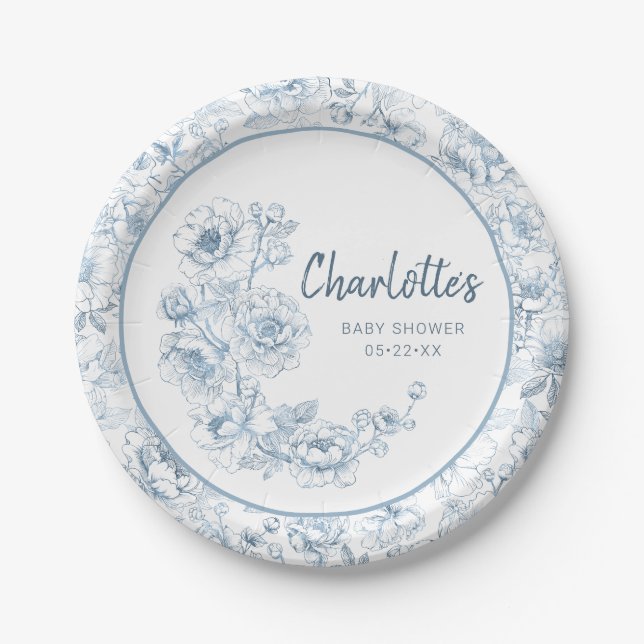 Assiettes En Carton Plaques en papier Baby shower de la Chinoiserie -  (Devant)