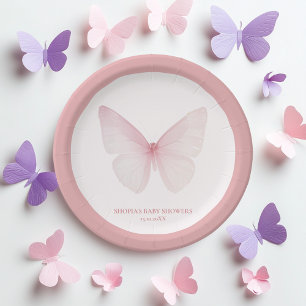 Assiettes En Carton "Plaques en papier Baby shower papillon"