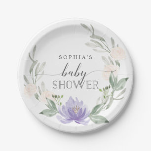 Assiettes En Carton Plaques en papier Baby shower pastel violet