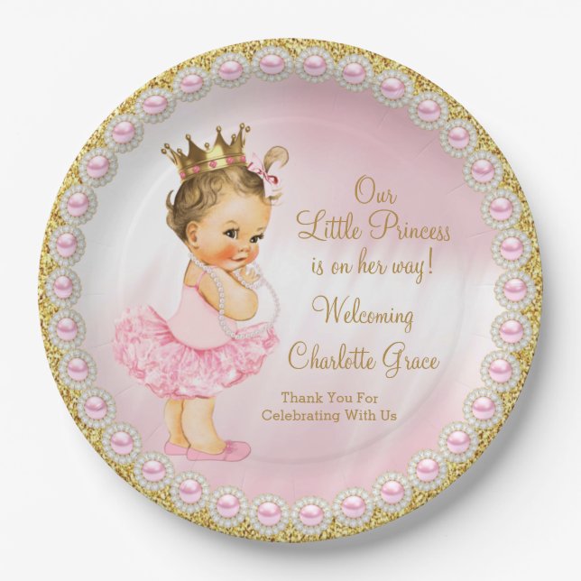 Assiettes En Carton Plaques en papier Baby shower Princess (Devant)