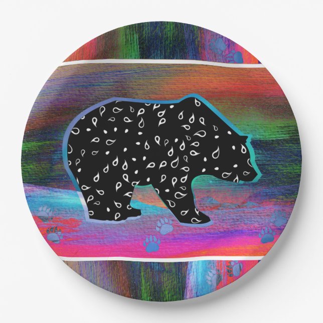 Assiettes En Carton Plaques en papier Black Bear Spirit (Devant)