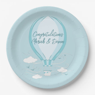 Assiettes En Carton Plaques en papier bleu Baby shower à air chaud