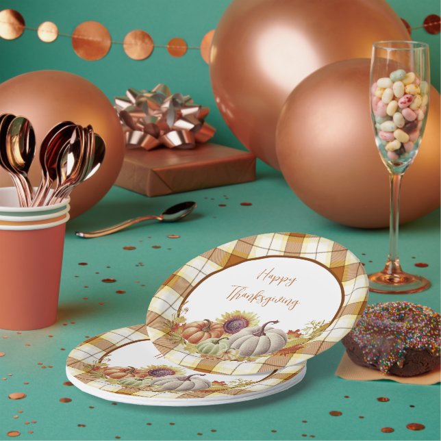 Assiettes En Carton Plaques en papier bon thanksgiving et citrouilles (Multi)