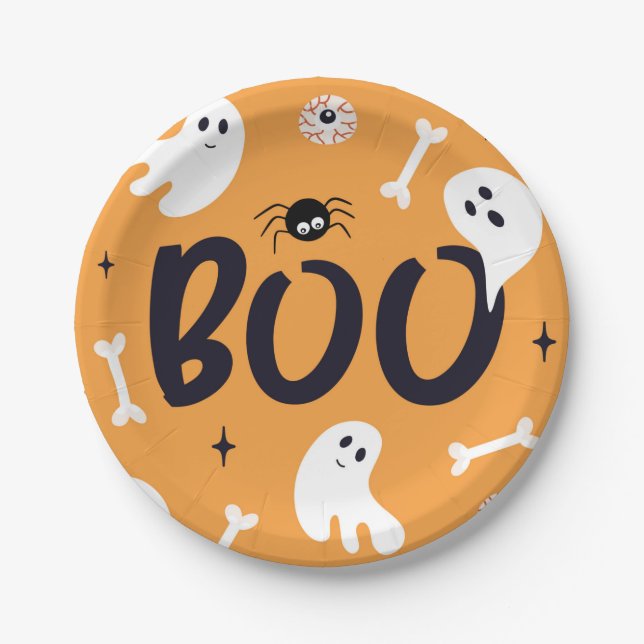Assiettes En Carton Plaques en papier Boo Ghosts (Devant)