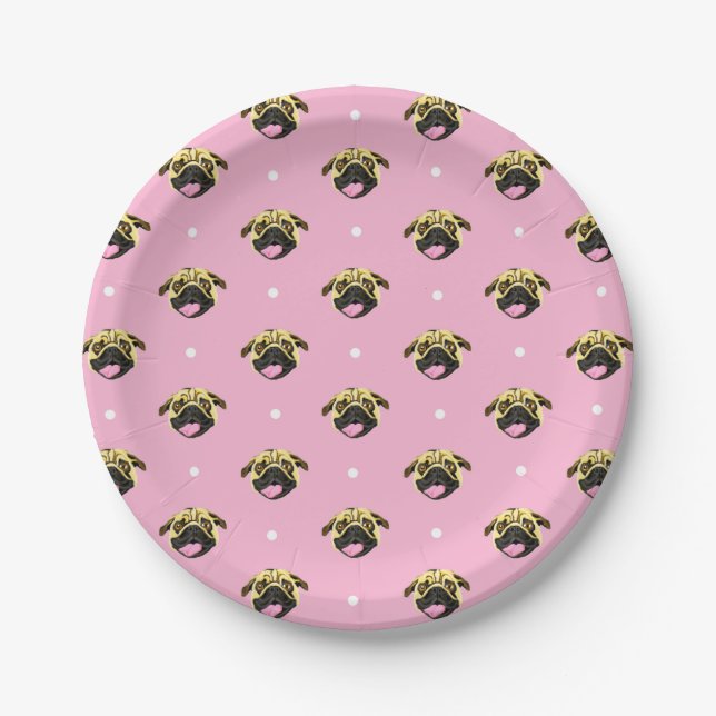 Assiettes En Carton Plaques en papier Carlin rose (Devant)