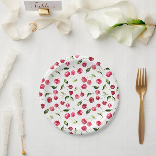 Assiettes En Carton Plaques en papier Cherry Bliss (Mariage)