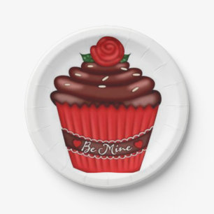 Assiettes En Carton Plaques en papier Cupcake de la Saint-Valentin