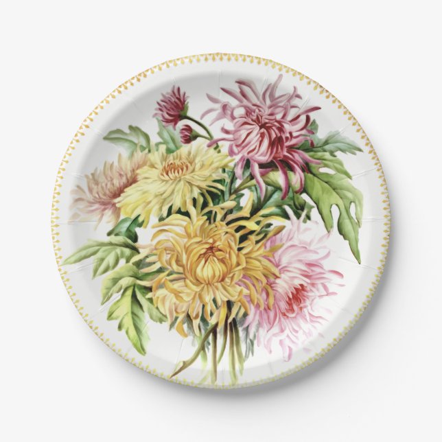 Assiettes En Carton Plaques en papier Dahlias (Devant)