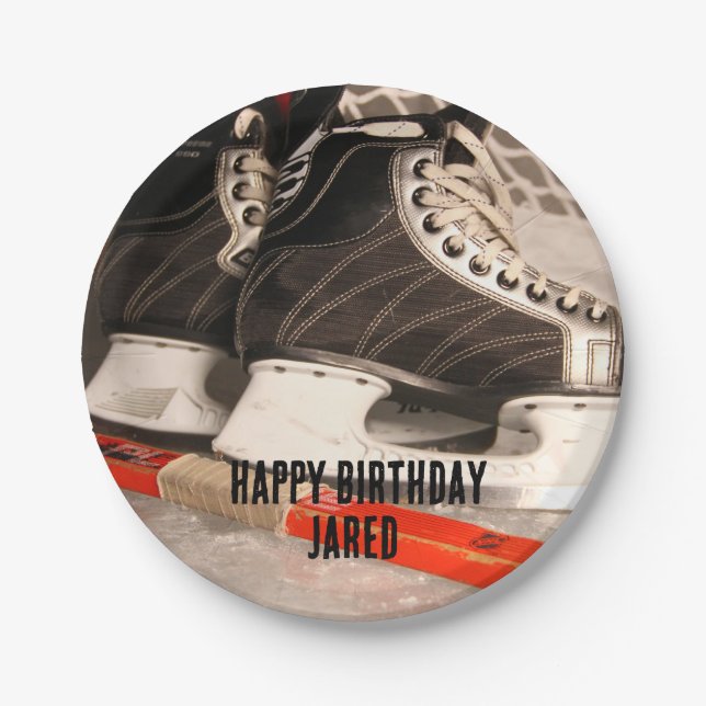 Assiettes En Carton Plaques en papier d'anniversaire à thème de hockey (Devant)