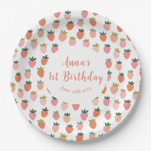 Assiettes En Carton Plaques en papier d'anniversaire aux fraises migno