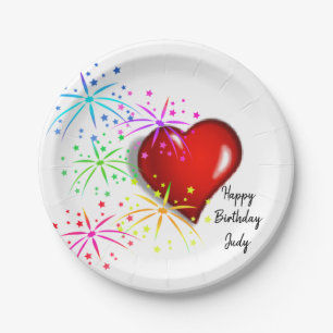 Assiettes En Carton Plaques en papier d'anniversaire, Coeurs rouges