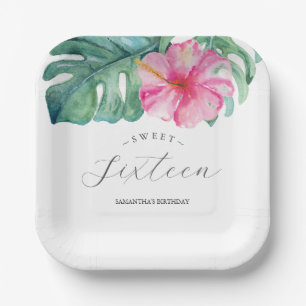 Assiettes En Carton Plaques en papier d'anniversaire Sweet 16 Tropical